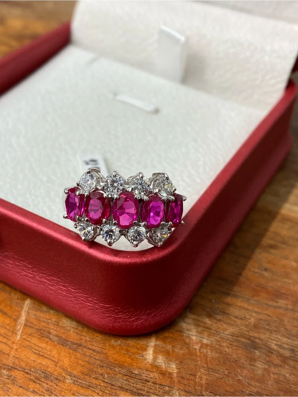 925 Sterling Silver Red And White CZ Ring
